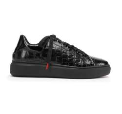 Damen-Sneaker aus Lackleder mit Krokodiltextur, schwarz, 93-D-300-1-36, Bild 1