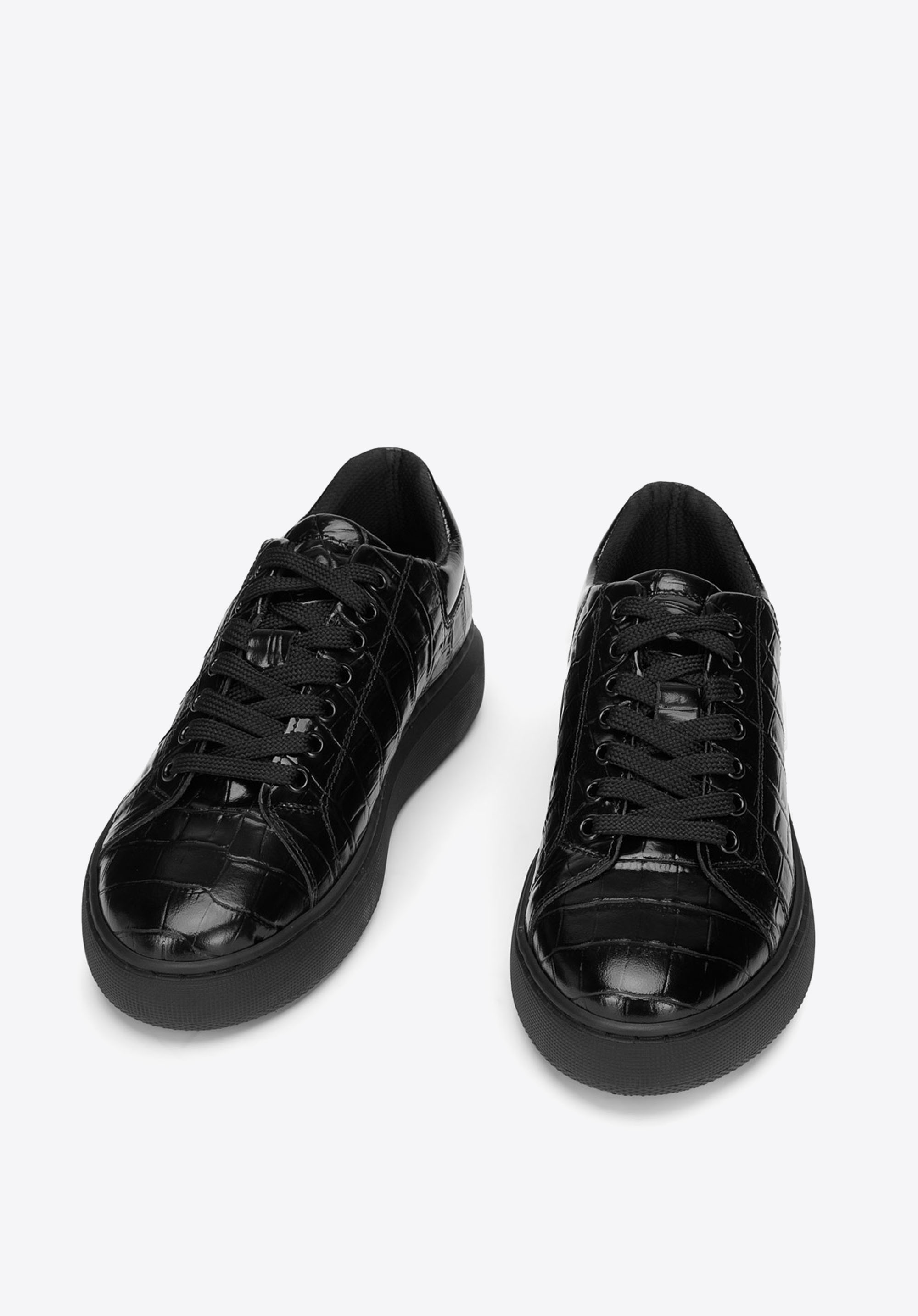 Damen-Sneaker aus Lackleder mit Krokodiltextur