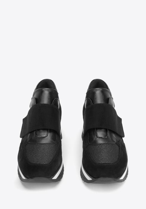 Damen-Sneaker aus Wildleder mit Klettverschluss auf der Plattform, schwarz, 93-D-654-1-38, Bild 3
