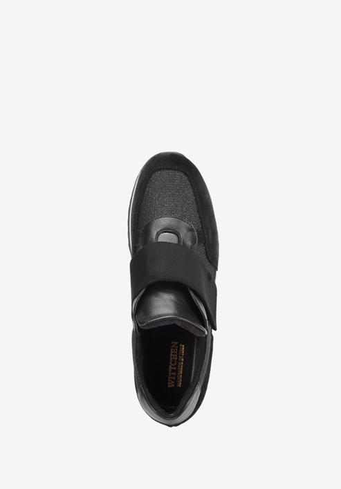 Damen-Sneaker aus Wildleder mit Klettverschluss auf der Plattform, schwarz, 93-D-654-1-40, Bild 4