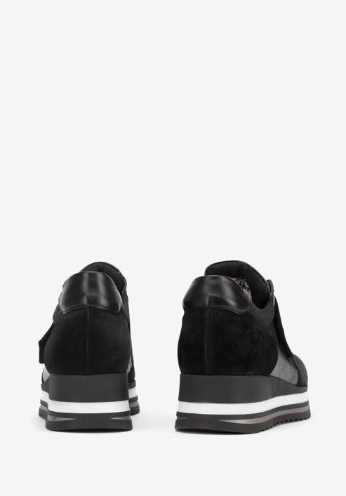Damen-Sneaker aus Wildleder mit Klettverschluss auf der Plattform, schwarz, 93-D-654-1-39, Bild 5