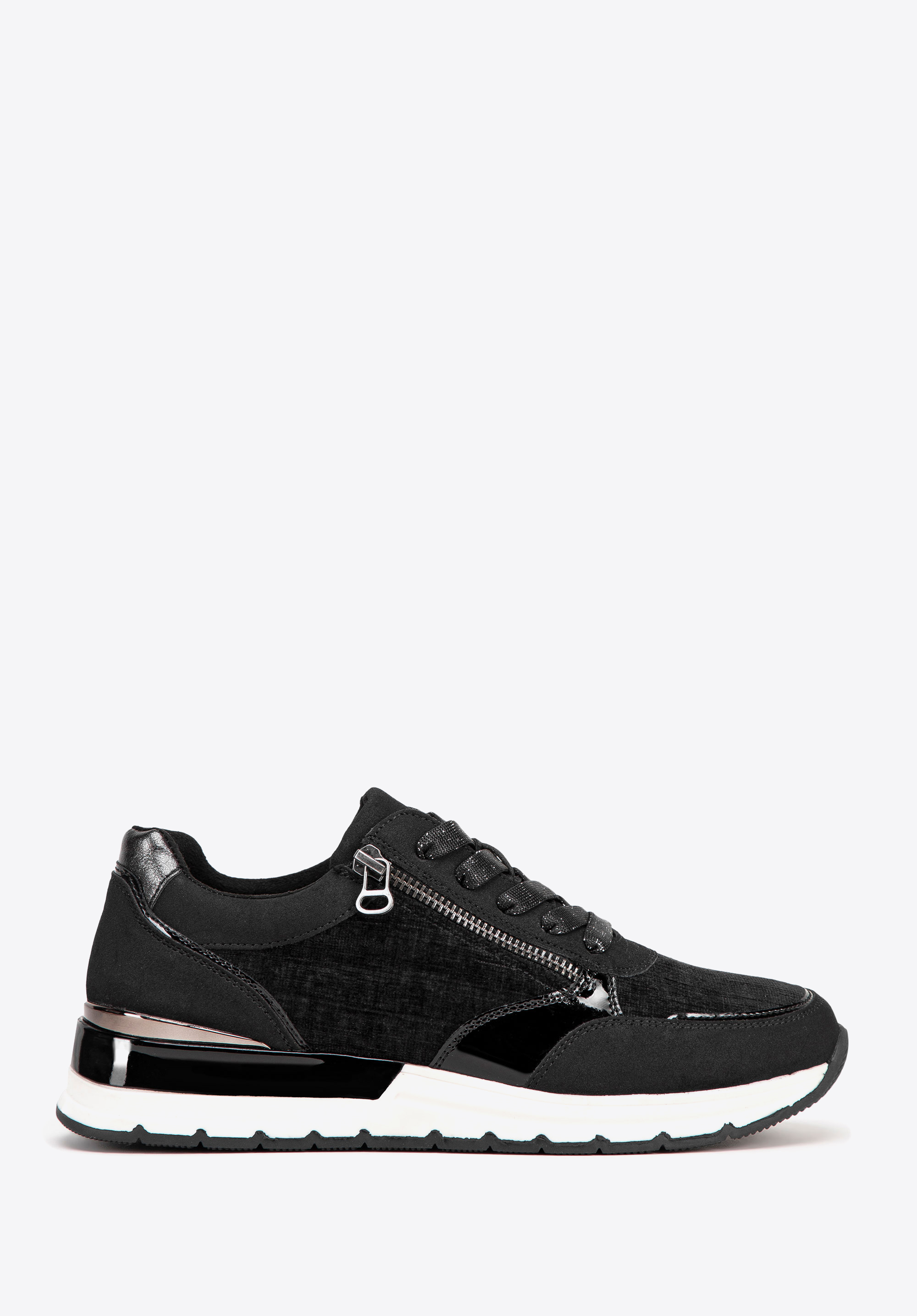 Damen-Sneaker mit seitlichem Reißverschluss, schwarz, 99-DP-401-1-41, Bild 1