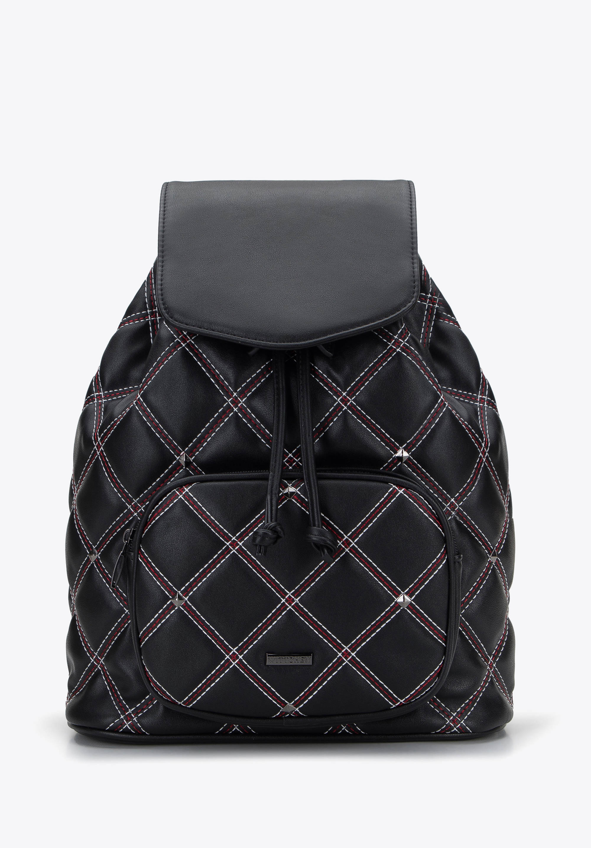 Damen-Stepprucksack mit Nieten und Ziernähten, schwarz, 95-4Y-520-1, Bild 1