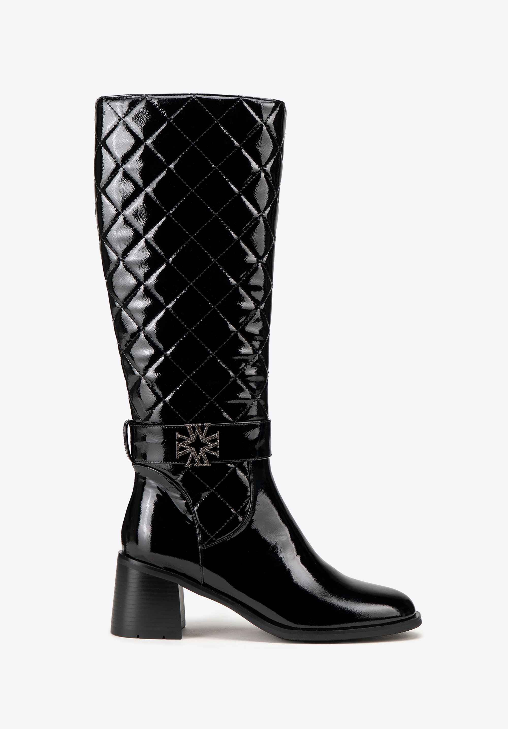 Damen Stiefel aus Leder mit Blockabsatz, schwarz, 99-D-504-1L-38, Bild 1