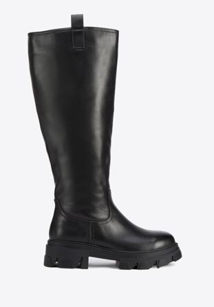 Damen-Stiefel aus Leder mit dicker Sohle, schwarz, 95-D-511-1-37, Bild 1