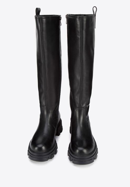 Damen-Stiefel aus Leder mit dicker Sohle, schwarz, 95-D-511-0-39, Bild 2