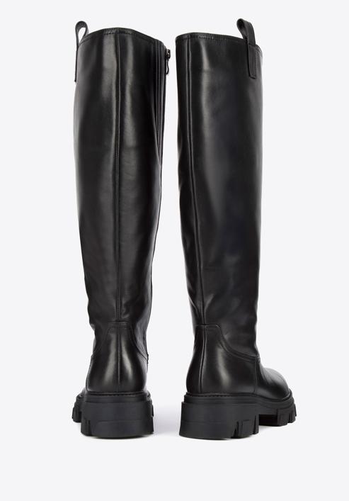 Damen-Stiefel aus Leder mit dicker Sohle, schwarz, 95-D-511-1-35, Bild 4