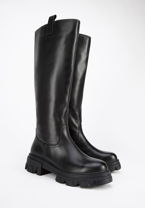 Damen-Stiefel aus Leder mit dicker Sohle, schwarz, 95-D-511-0-39, Bild 8