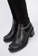 Damen-Stiefel  aus Leder mit elastischem Schaft und Kette, schwarz, 95-D-515-1-37, Bild 8