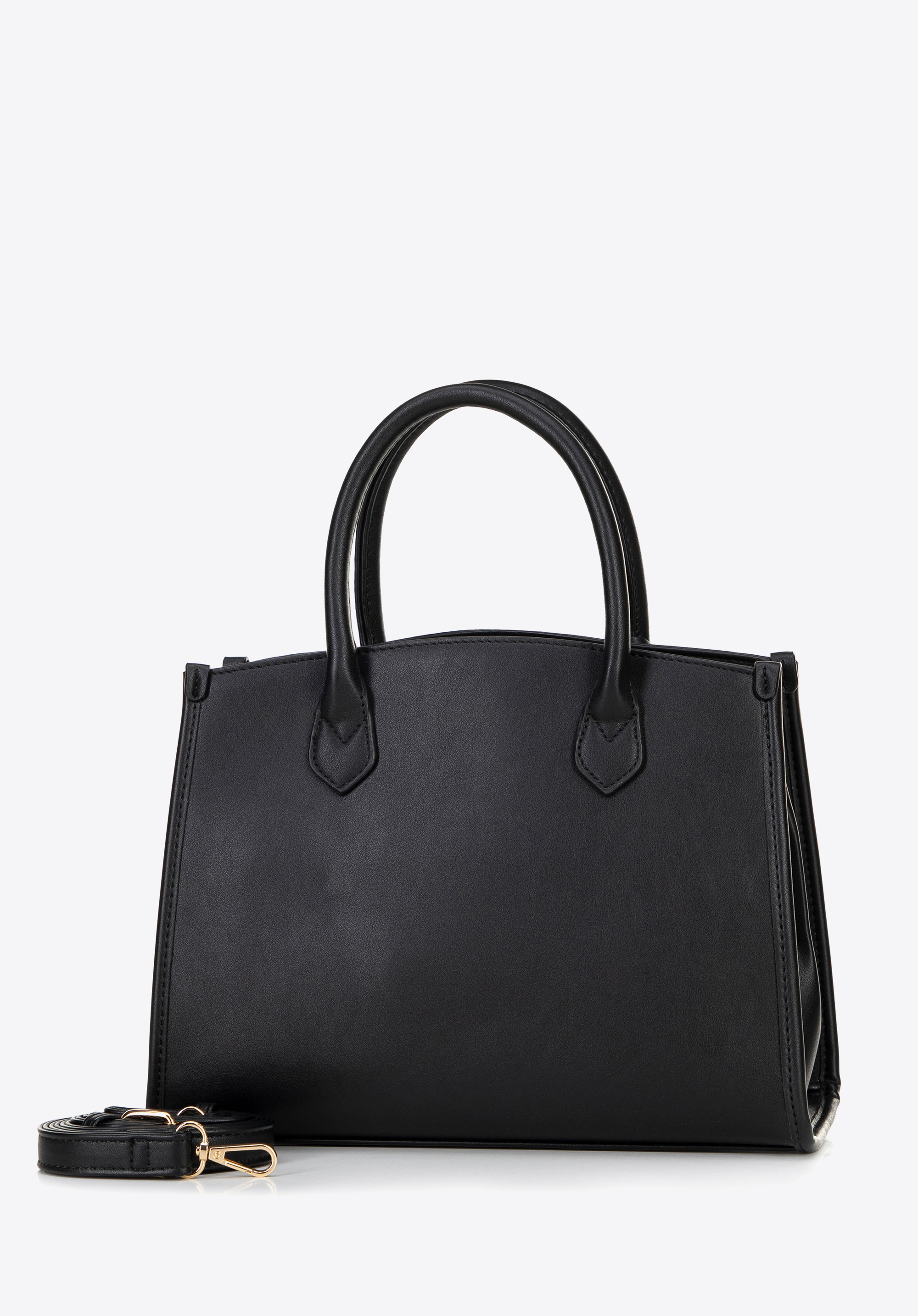 Damen-Tasche aus Öko-Leder mit geprägtem Logo, schwarz, 100-4Y-221-1, Bild 1