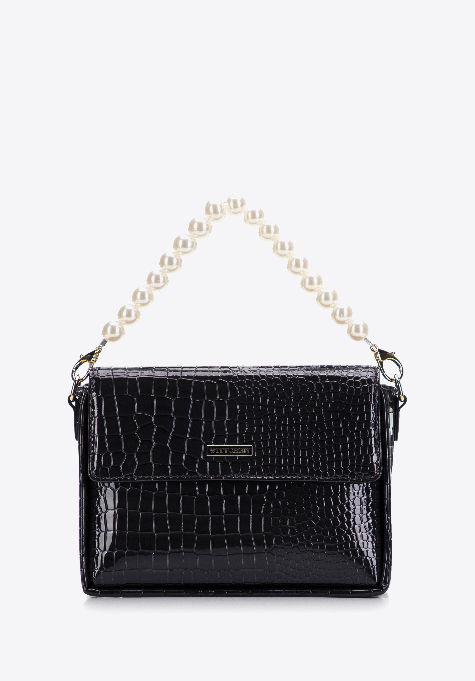 Kleine Damen-Handtasche mit Perlenhenkel