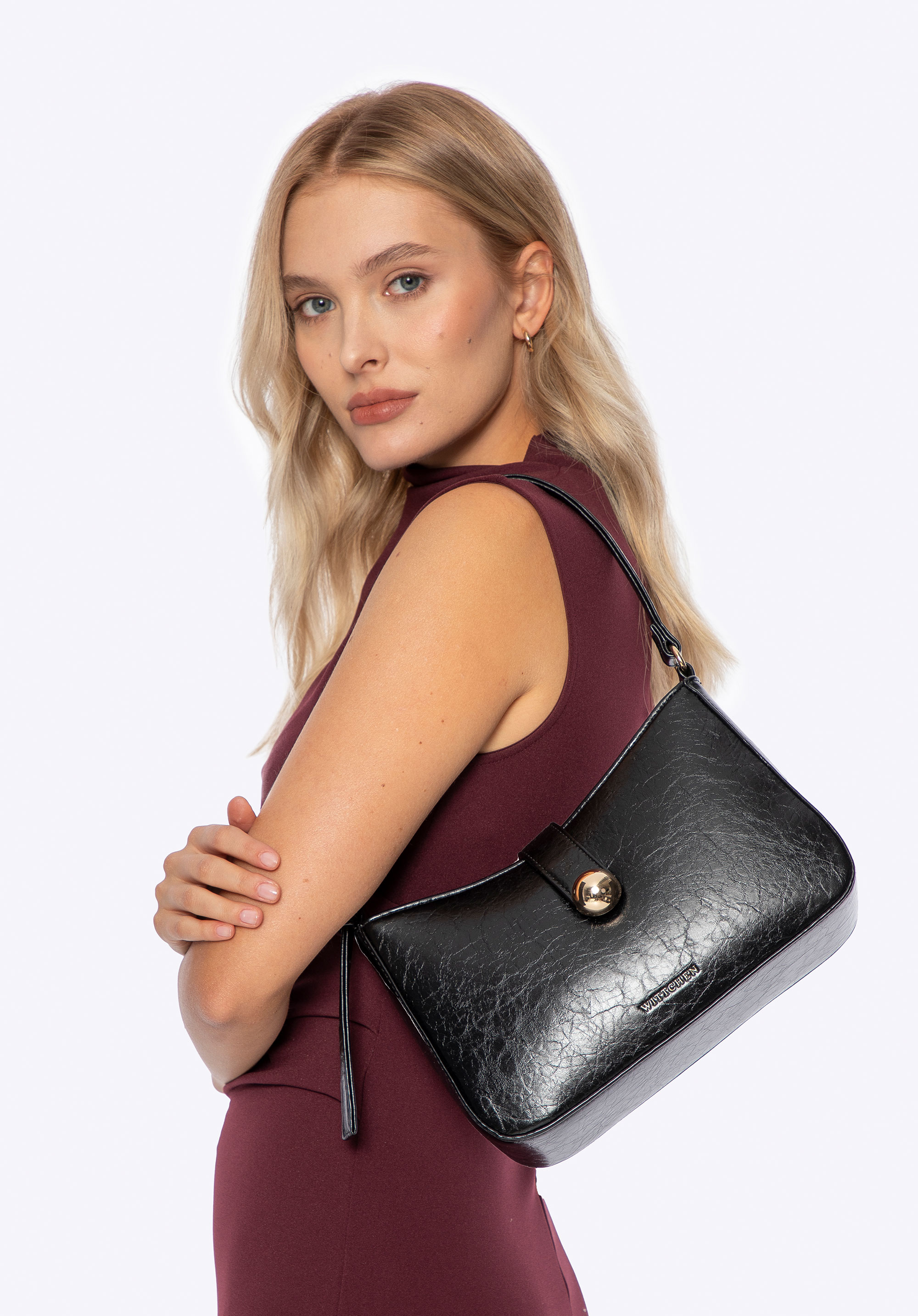 Damen-Umhängetasche aus Kunstleder, schwarz, 101-4Y-417-1, Bild 1