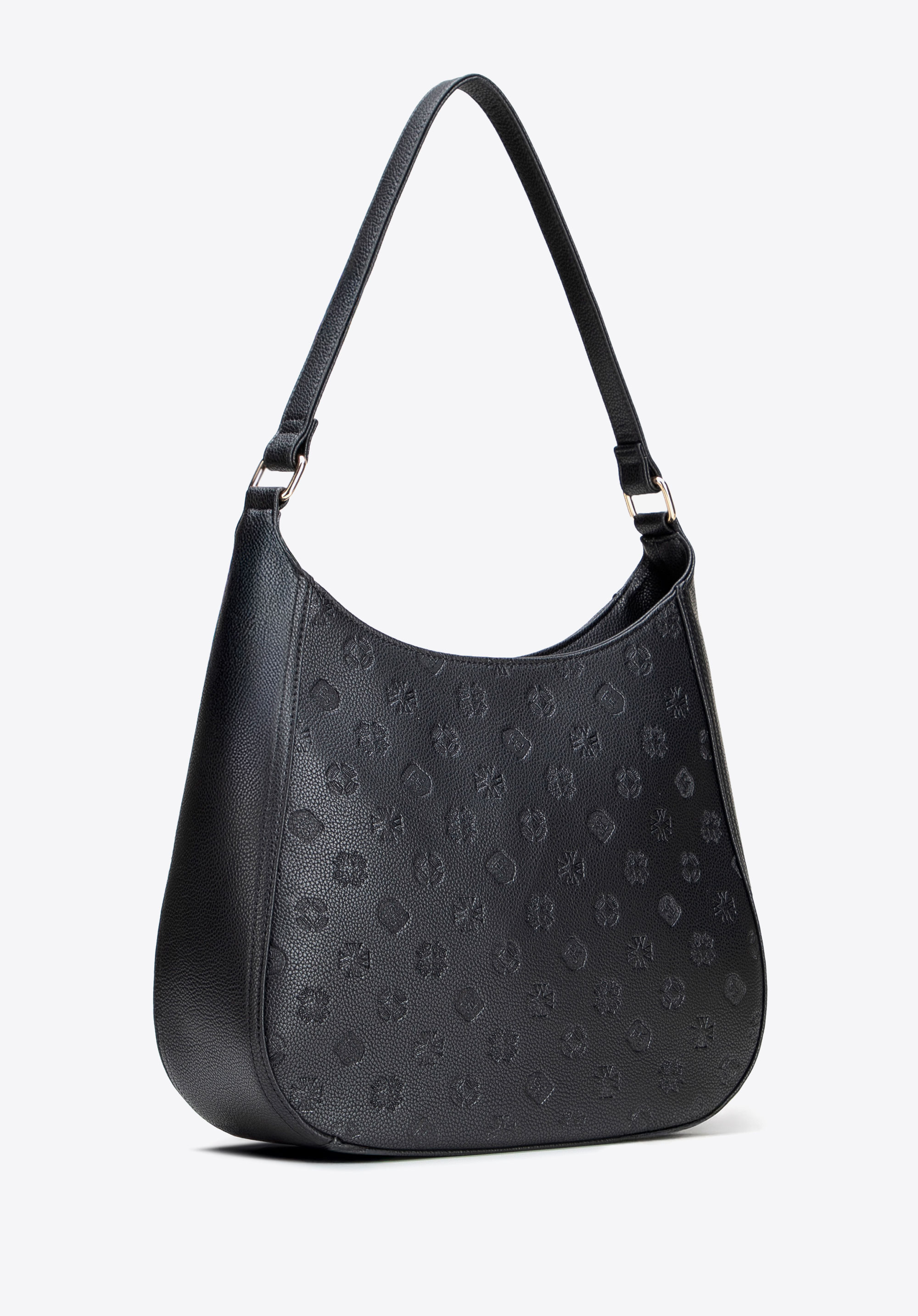 Damen-Umhängetasche aus Kunstleder mit Prägung, schwarz, 101-4Y-P10-1, Bild 1