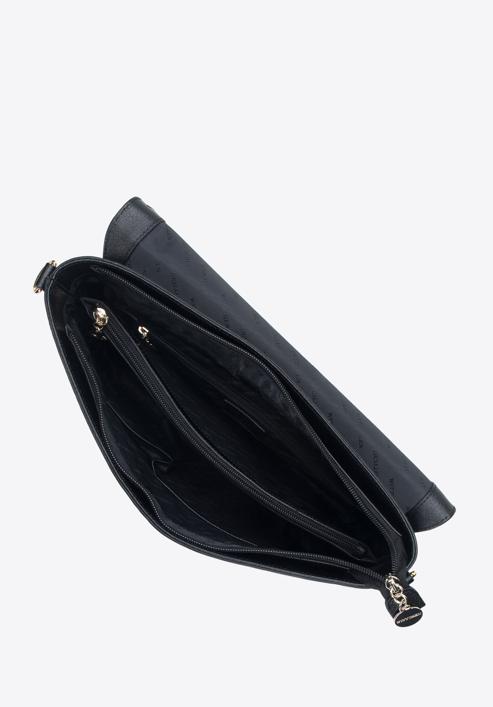 Damen-Umhängetasche aus Metallic-Lackleder groß, schwarz, 34-4-233-FF, Bild 3