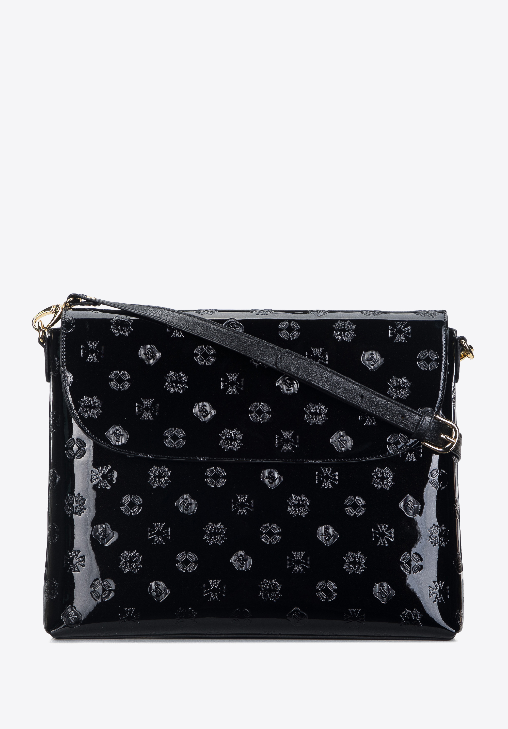 Damen-Umhängetasche aus Metallic-Lackleder groß
