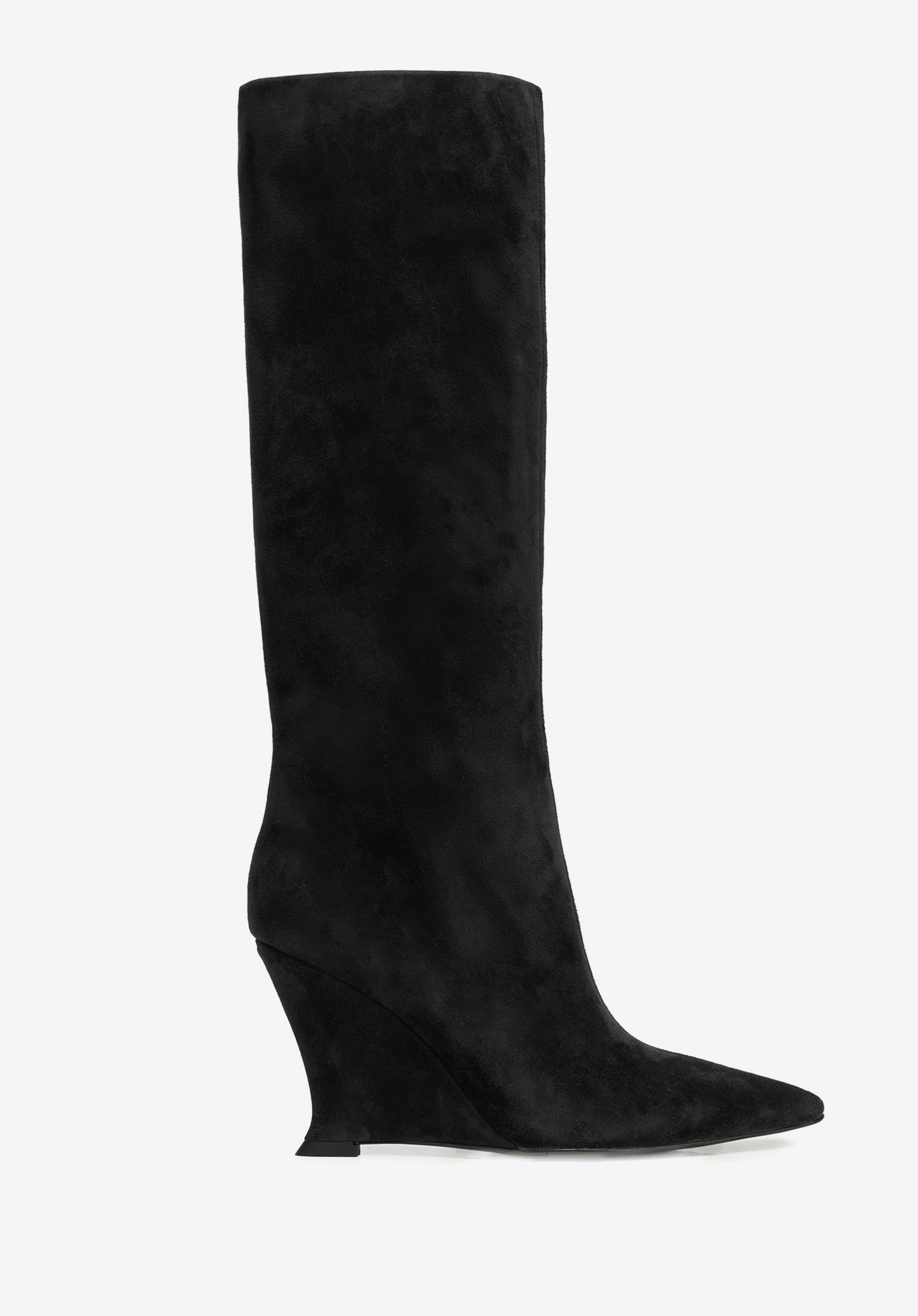 Damen-Wildleder-Keilstiefel, schwarz, 101-D-400-1-39, Bild 1