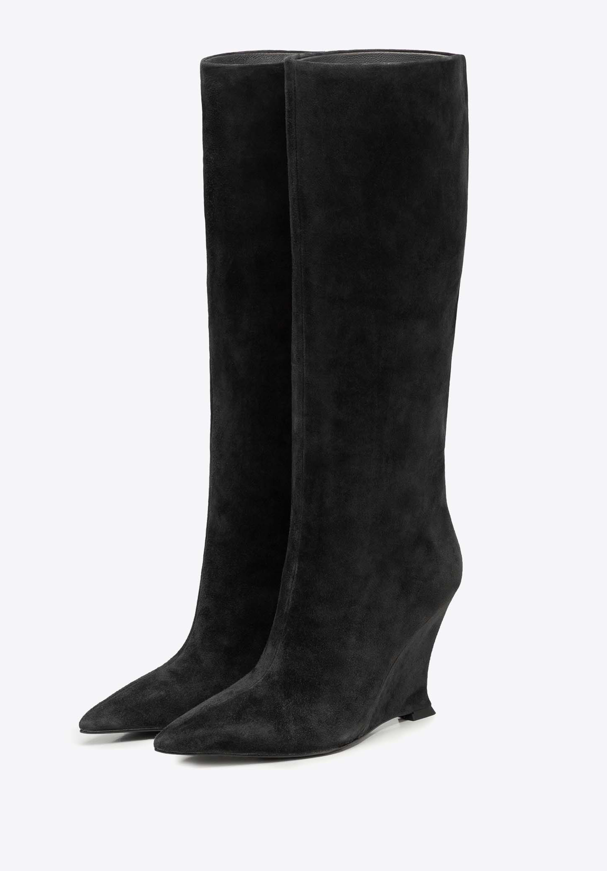 Damen-Wildleder-Keilstiefel, schwarz, 101-D-400-1-39, Bild 1