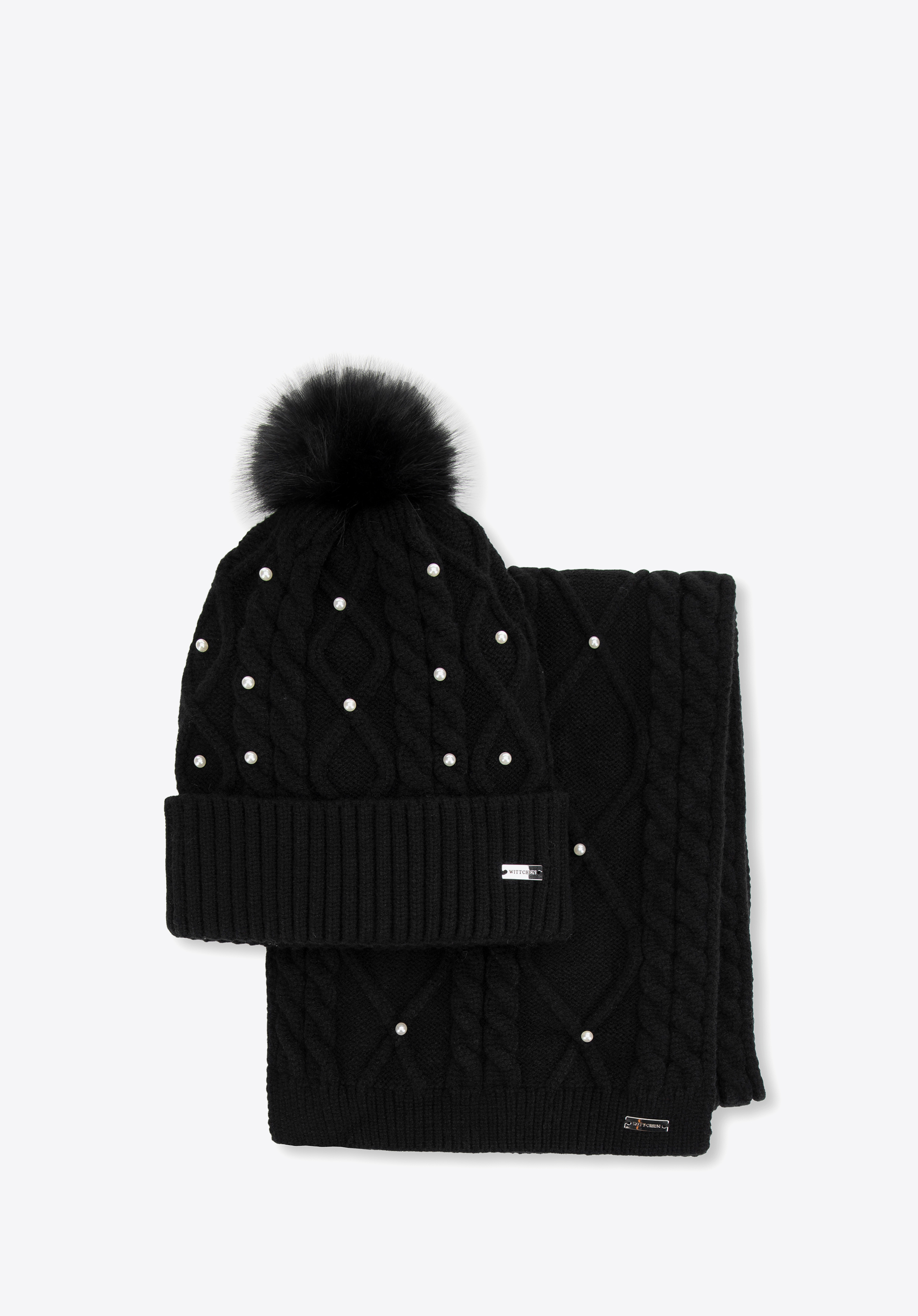 Damen-Winterset mit Perlen, schwarz, 99-SF-023-1, Bild 1
