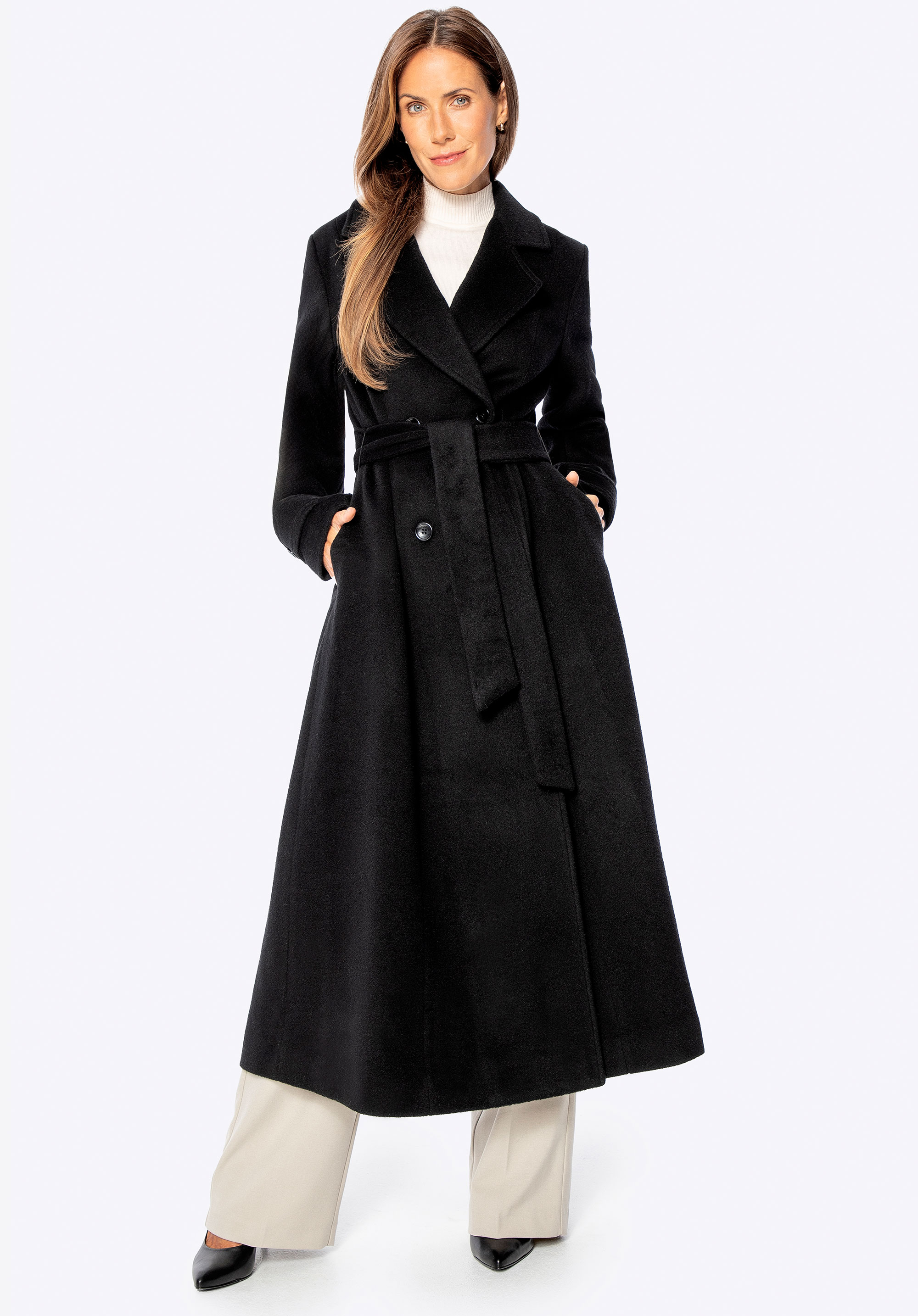 Damen Wollmantel mit Kaschmirmischung, schwarz, 101-9W-701-1-M, Bild 1