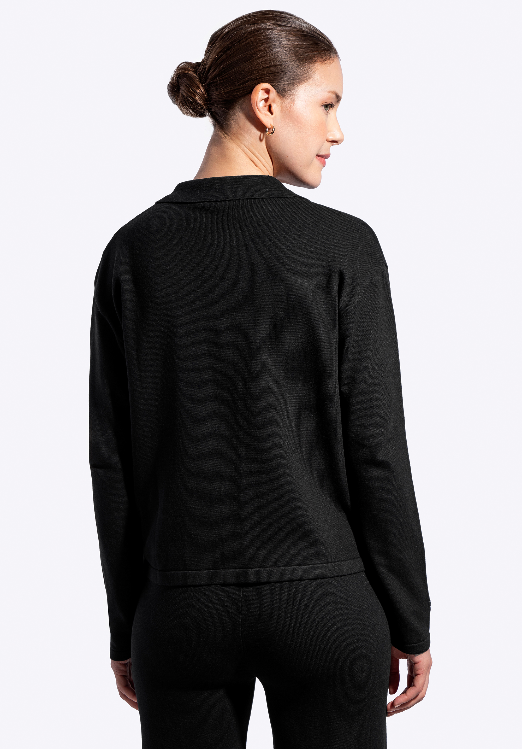 Damen Zip-Sweatshirt aus Viskose und Nylon, schwarz, 29-99-006-1-M, Bild 1