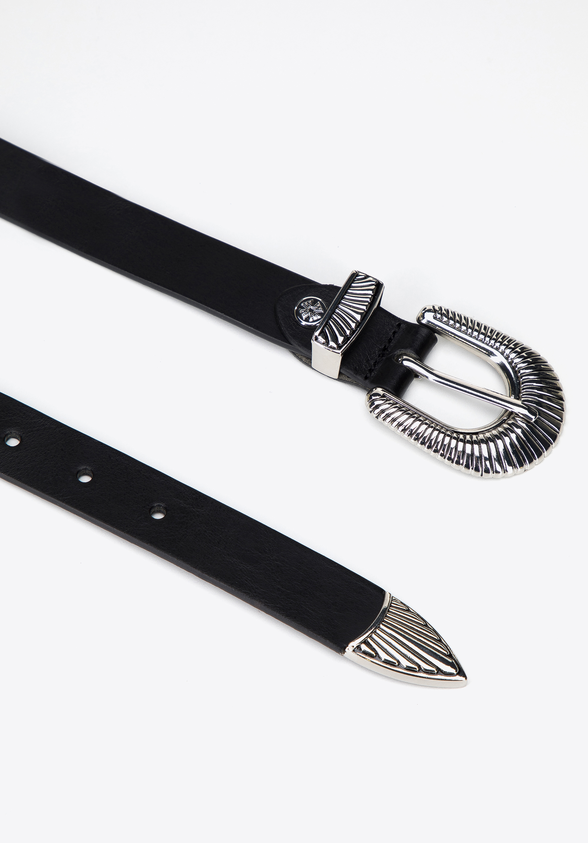 Damengürtel aus Leder mit dekorativer Schnalle, schwarz, 97-8D-921-1-S, Bild 1