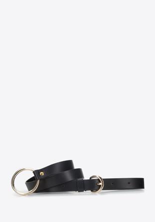Damengürtel aus Leder mit doppeltem Verschluss, schwarz, 94-8D-903-1-XL, Bild 1