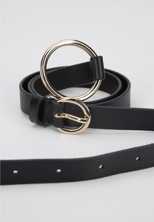 Damengürtel aus Leder mit doppeltem Verschluss, schwarz, 94-8D-903-9-L, Bild 4