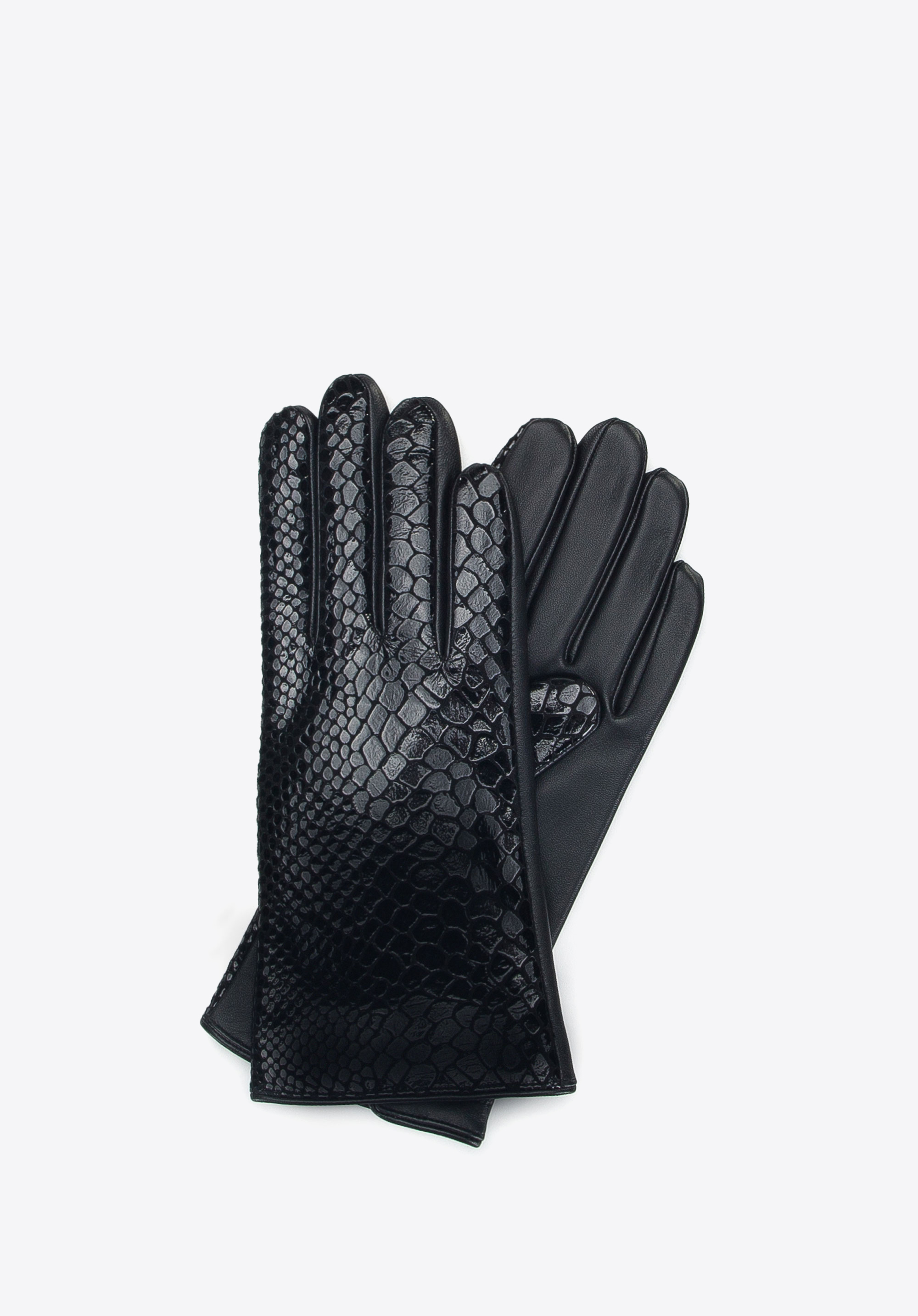 Damenhandschuhe aus Leder in Kroko-Optik