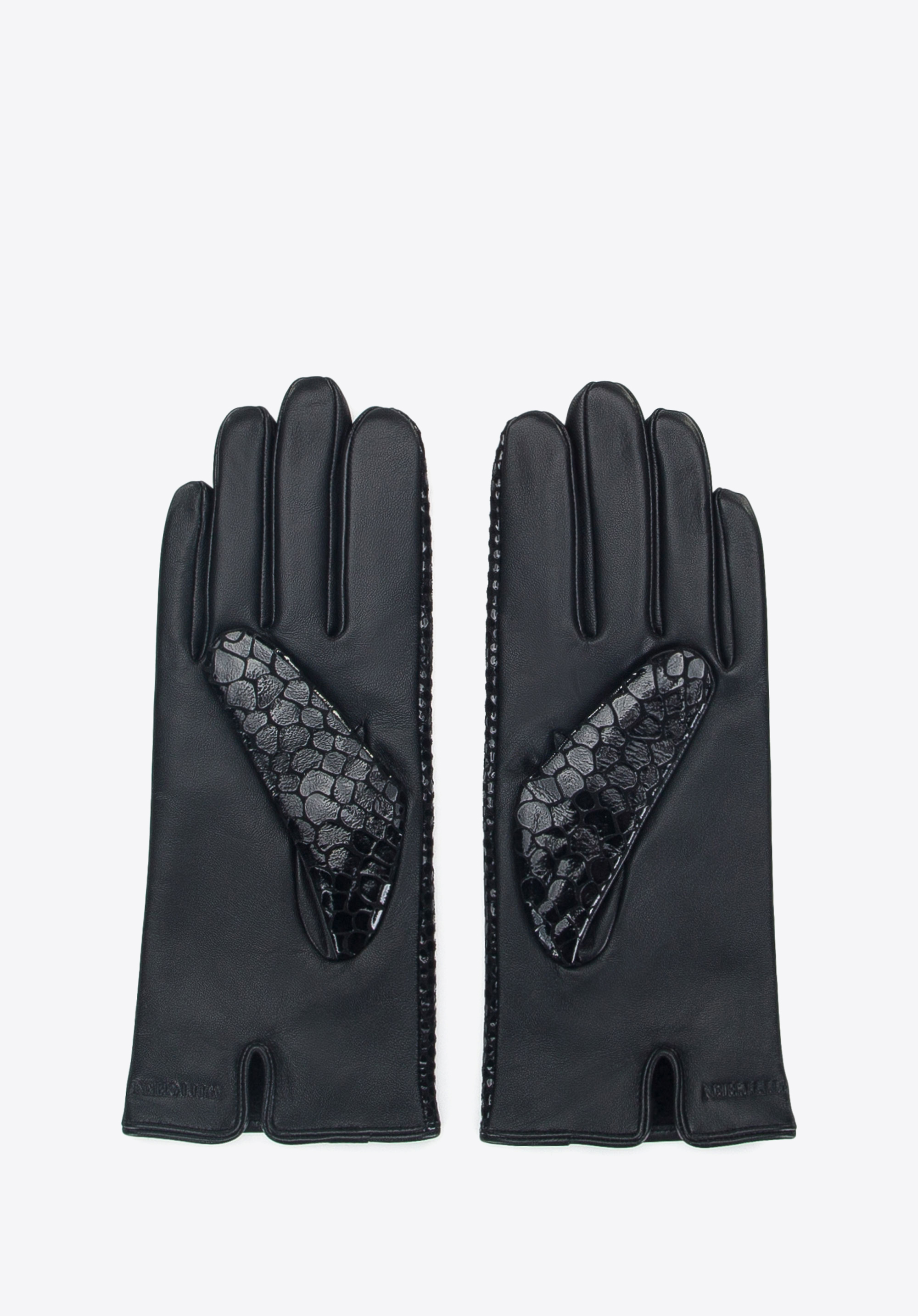 Damenhandschuhe aus Leder in Kroko-Optik