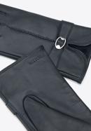 Damenhandschuhe aus Leder mit Ausschnitt und Schnalle, schwarz, 39-6A-005-7-L, Bild 4