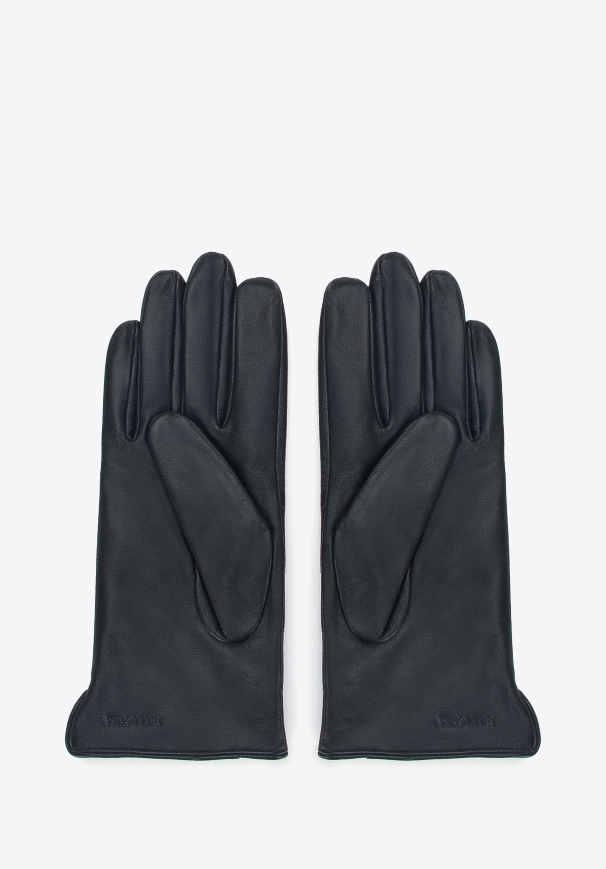 Damenhandschuhe aus Leder mit mit Zick-Zack-Steppung, schwarz, 39-6A-008-1-L, Bild 1