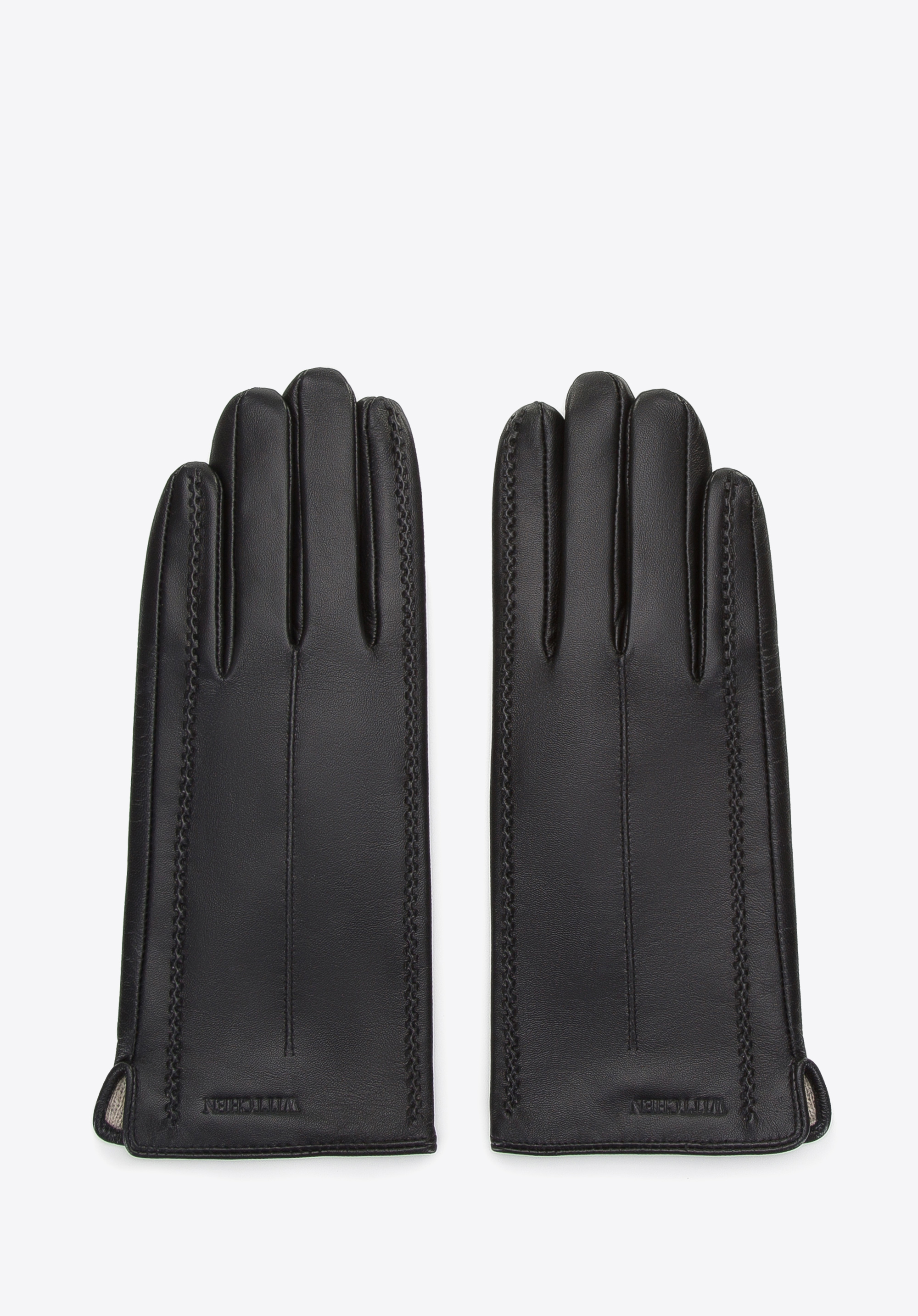 Damenhandschuhe aus Leder mit mit Ziernähten