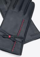 Damenhandschuhe aus Leder mit Schleife, schwarz, 39-6A-006-1-S, Bild 4