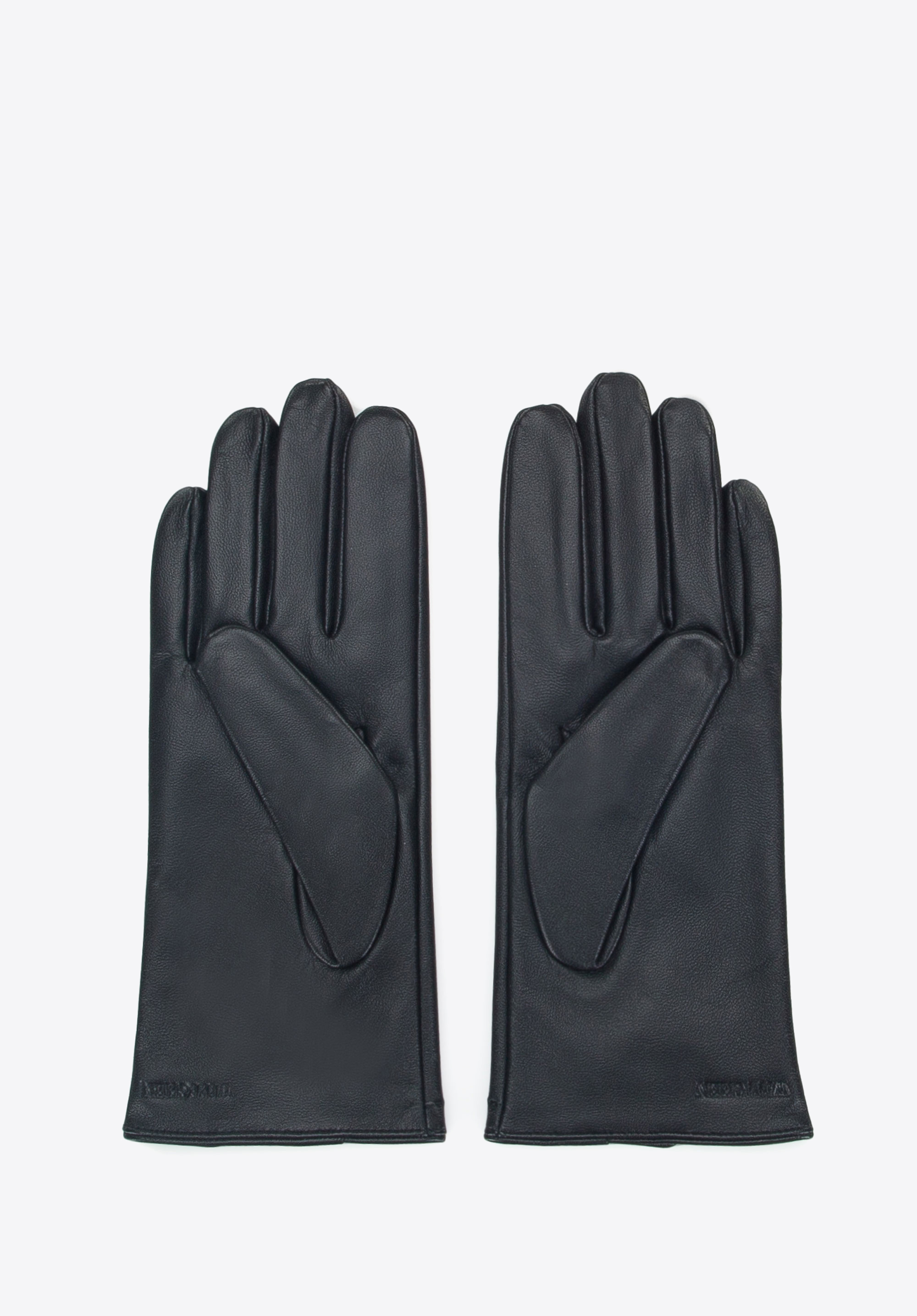 Damenhandschuhe aus Leder mit Ziernähten, schwarz, 39-6A-007-1-M, Bild 1