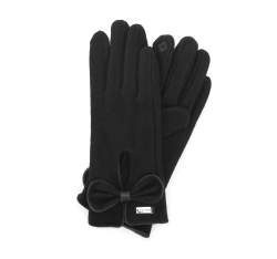Damenhandschuhe mit Ausschnitt und großer Schleife, schwarz, 47-6-201-1-L, Bild 1
