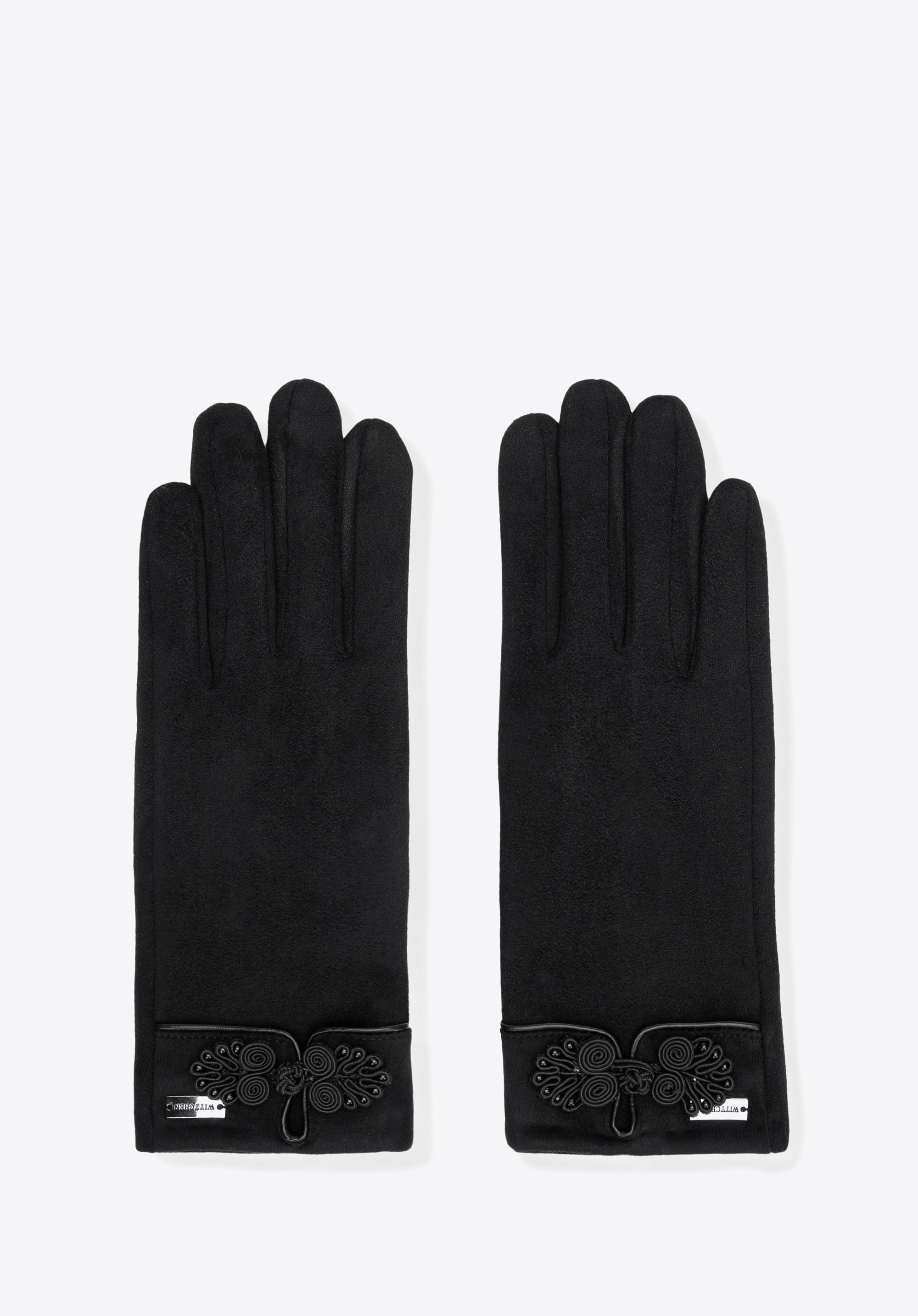 Damenhandschuhe mit dekorativem Detail, schwarz, 39-6P-058-1-S_M, Bild 1