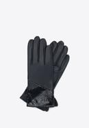 Damenhandschuhe mit Einsatz in exotischer Textur, schwarz, 45-6A-015-7-M, Bild 1