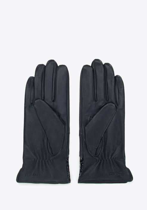 Damenhandschuhe mit Einsatz in exotischer Textur, schwarz, 45-6A-015-7-L, Bild 2