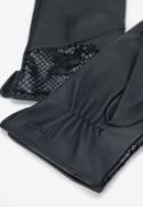 Damenhandschuhe mit Einsatz in exotischer Textur, schwarz, 45-6A-015-2-M, Bild 4