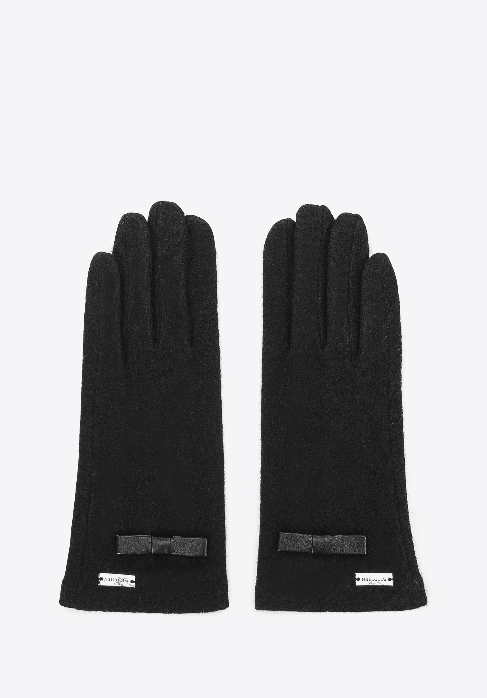 Damenhandschuhe mit kleiner Schleife, schwarz, 47-6-202-1-S, Bild 1