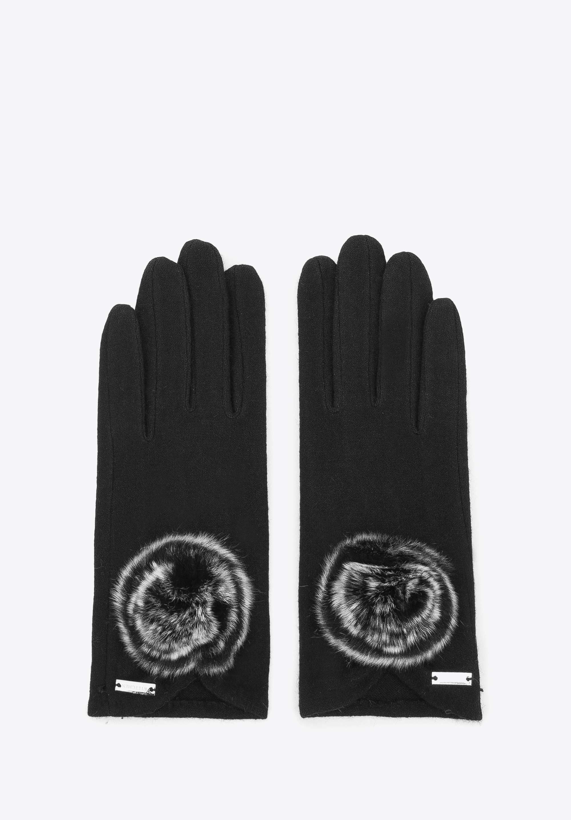 Damenhandschuhe mit Verzierung, schwarz, 47-6-118-1-U, Bild 1