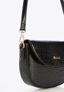 Damenhandtasche aus Kunstleder oder Kroko-Textur, schwarz, 95-4Y-502-4, Bild 5