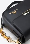 Damenhandtasche aus Leder an einem dekorativen Kette, schwarz, 95-4E-618-7, Bild 6