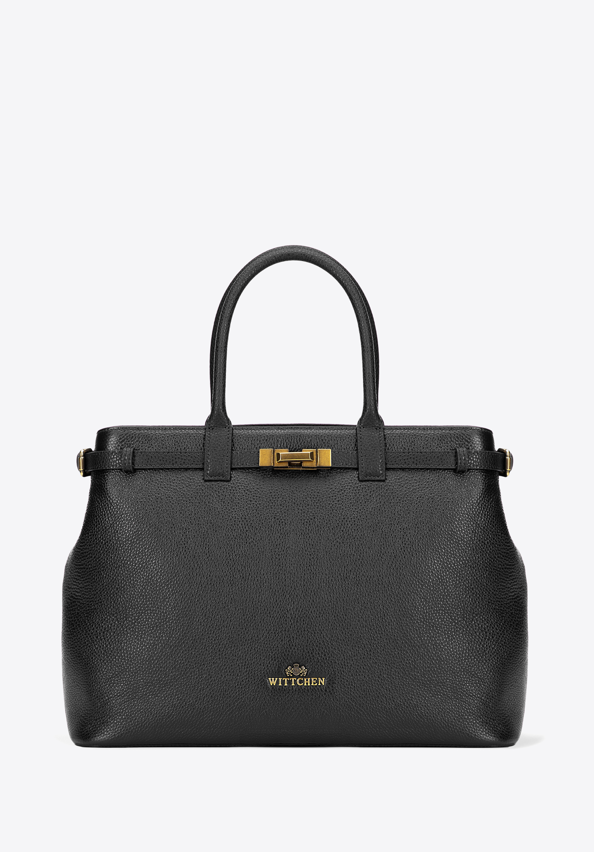 Damenhandtasche aus genarbtem Leder schwarz