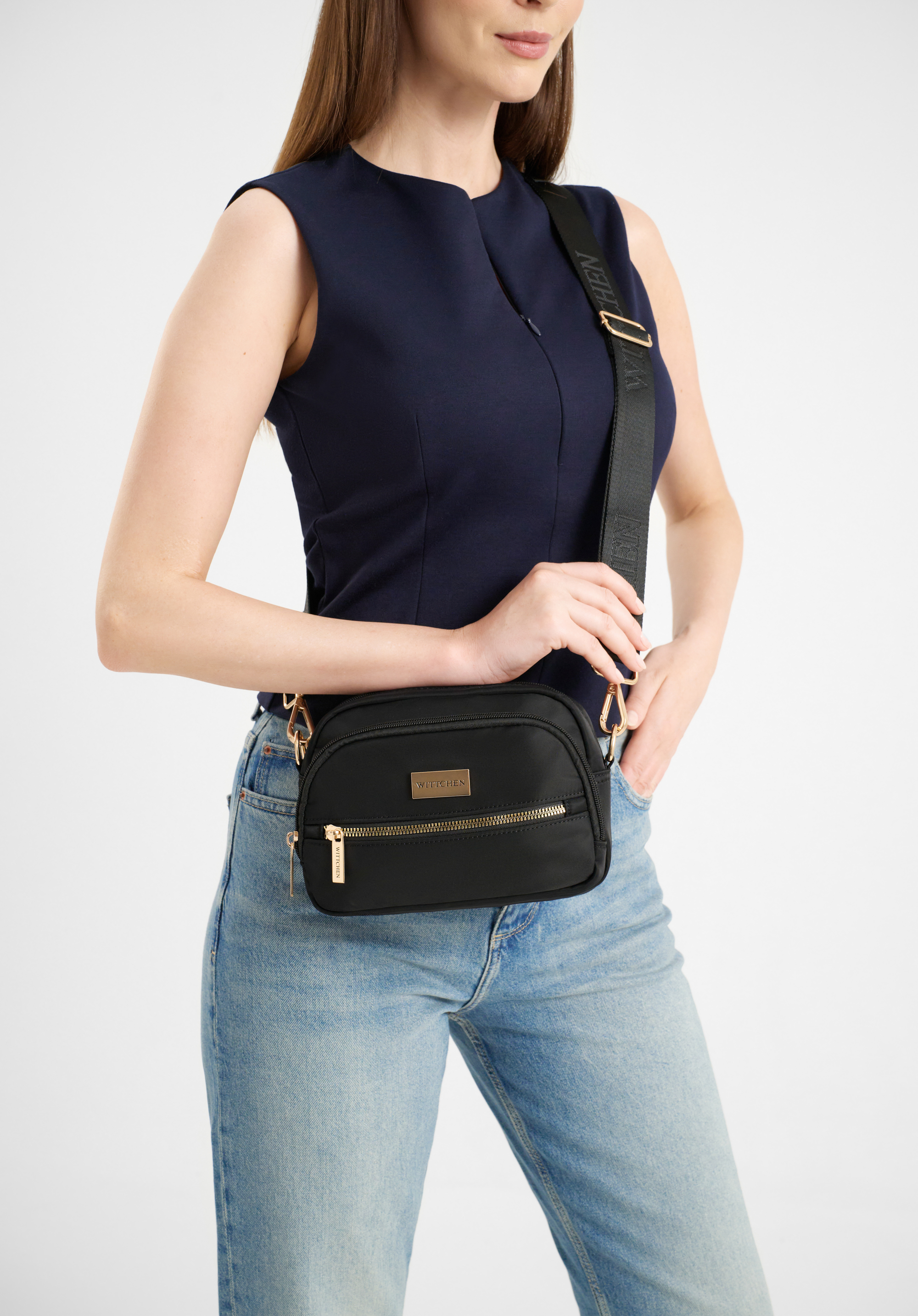 Damenhandtasche aus Nylon mit zwei Fächern