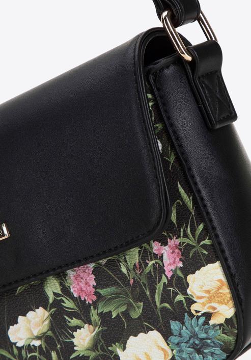 Damenhandtasche aus Öko-Leder. mit Blumenmuste, schwarz, 98-4Y-202-1, Bild 4
