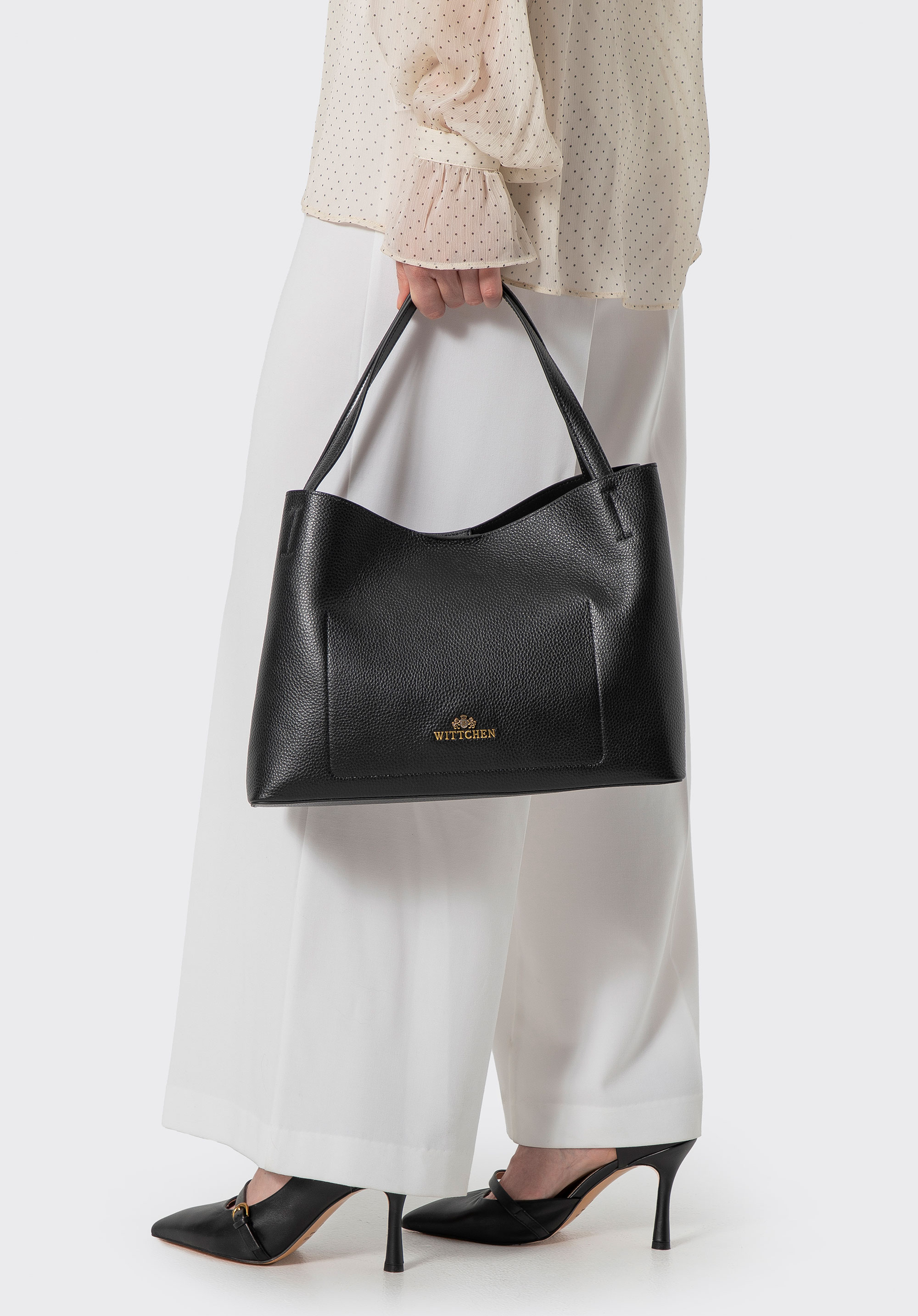 Damenhandtasche mit abnehmbarem Etui, schwarz, 100-4E-220-1, Bild 1