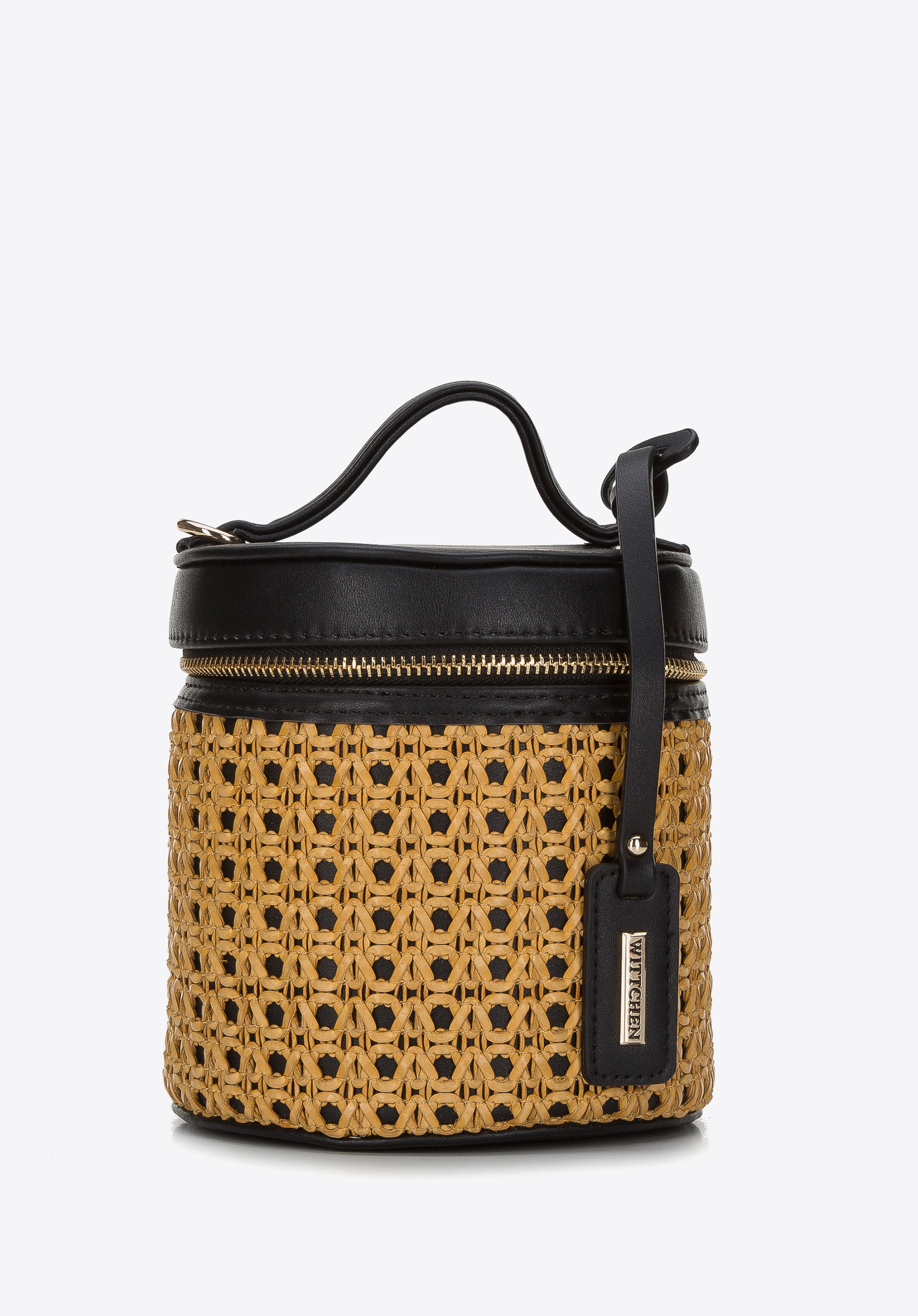 Damenhandtasche mit Geflechtmuster, schwarz, 94-4Y-222-1, Bild 1