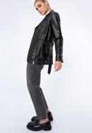 Damenjacke aus Leder mit Gürtel, schwarz, 97-09-803-4-XL, Bild 3