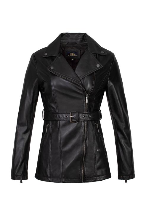 Damenjacke aus Leder mit Gürtel, schwarz, 97-09-803-4-XL, Bild 30